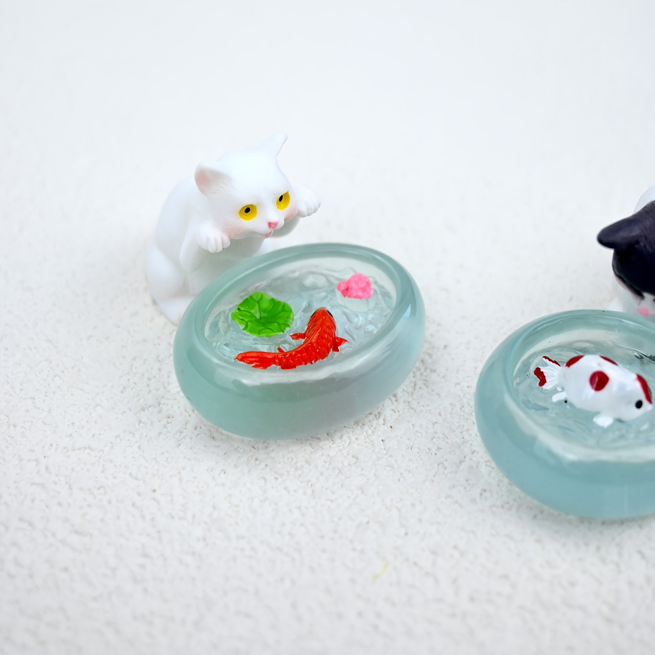 Cat and Fish Scene Set Dollhouse Accessories Micro Landscape Decorations