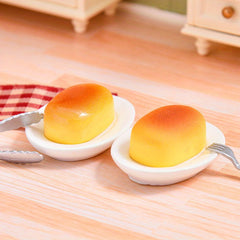 2pcs Realistic Bread Bun Models for DIY Diorama Bakery Decor
