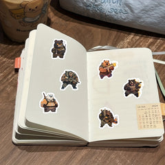 55pcs Combat Bear Style Stickers with Weapons Waterproof Vinyl Decals