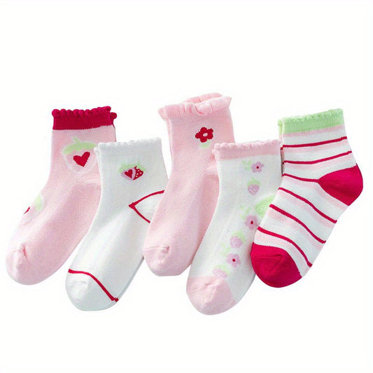 5 Pairs Kids Cotton Mesh Tube Socks Breathable Cartoon Baby Socks