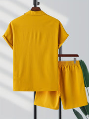 Men's Breathable Button Up Shirt & Shorts Set for Summer