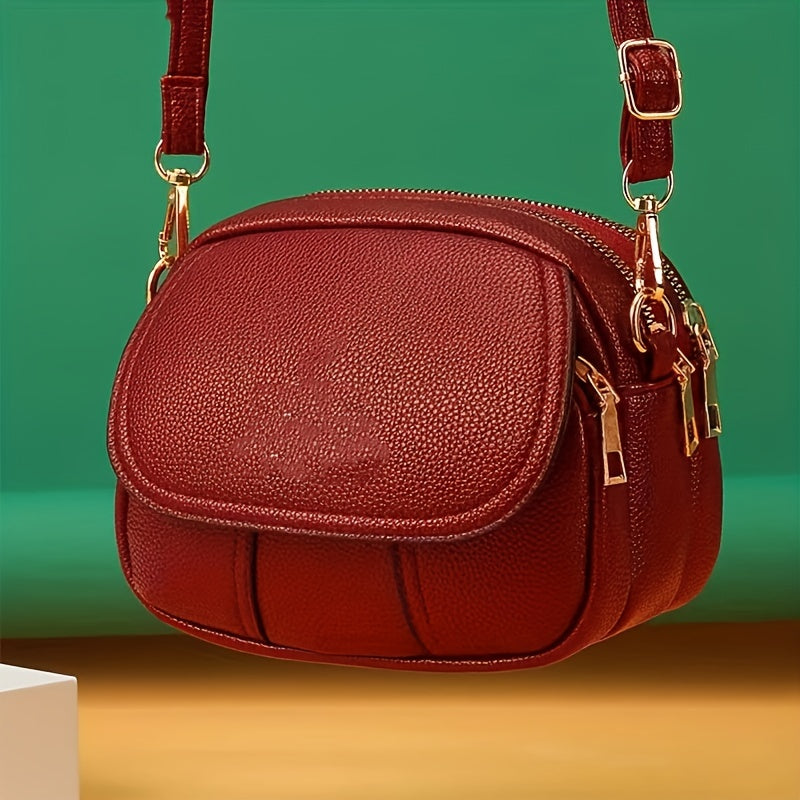 Red Leather Texture Women's Waist Bag Crossbody Bag