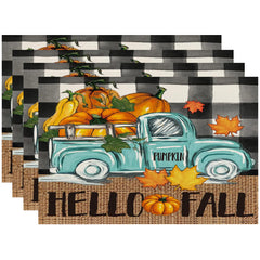 4pcs Halloween/Thanksgiving Pumpkin Placemats Colorful Pvc Mats