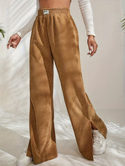  Solid Corduroy High Rise Wide Leg Trousers