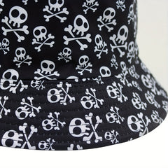 Skull Print Bucket Hat Men's Women's Outdoor Sunshade Basin Hat