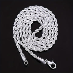 4mm Rope Chain Necklace Bracelet Silvery Plated