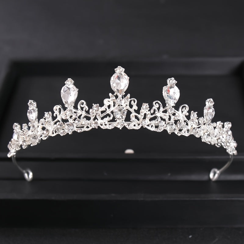 Vintage Gothic Antique Crown Tiara Headband With Rhinestone Crystals
