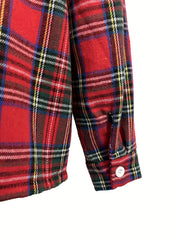 Boys Santa Plaid Shirts Long Sleeve Button Down Tops Spring Fall Outwear