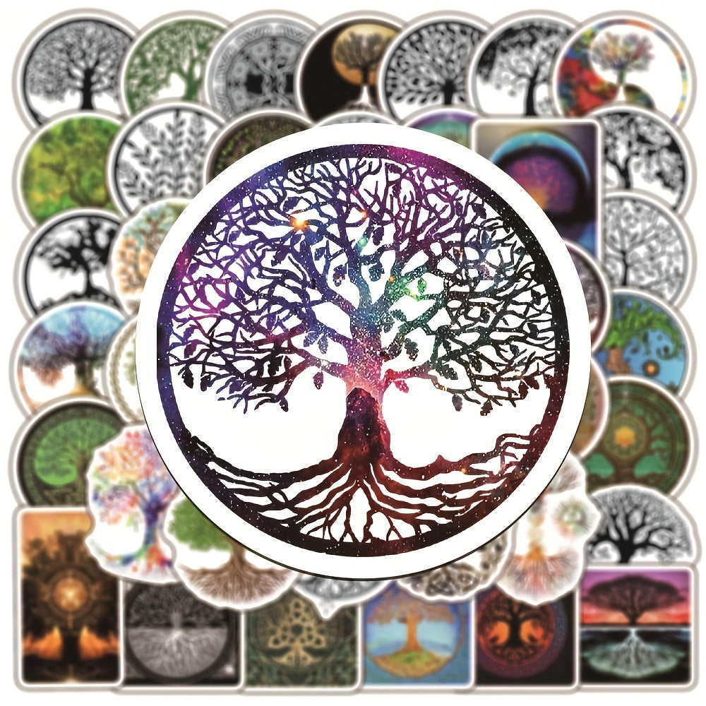 50Pcs Tree Of Life Totem Series Waterproof Graffiti Stickers DIY Creative Decor