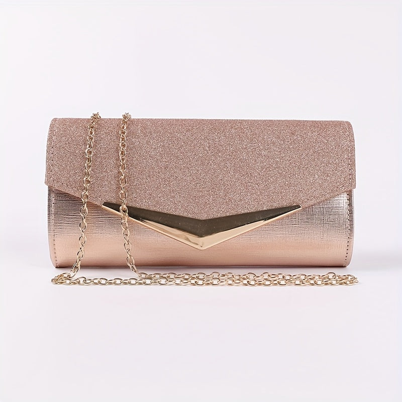 Glitter Sequins Evening Clutch Wallet with Chain Strap