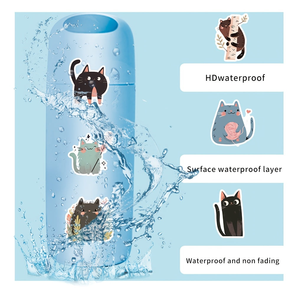 52pcs WhimsyCat Cartoon Cat Stickers Vinyl Self Adhesive Decals