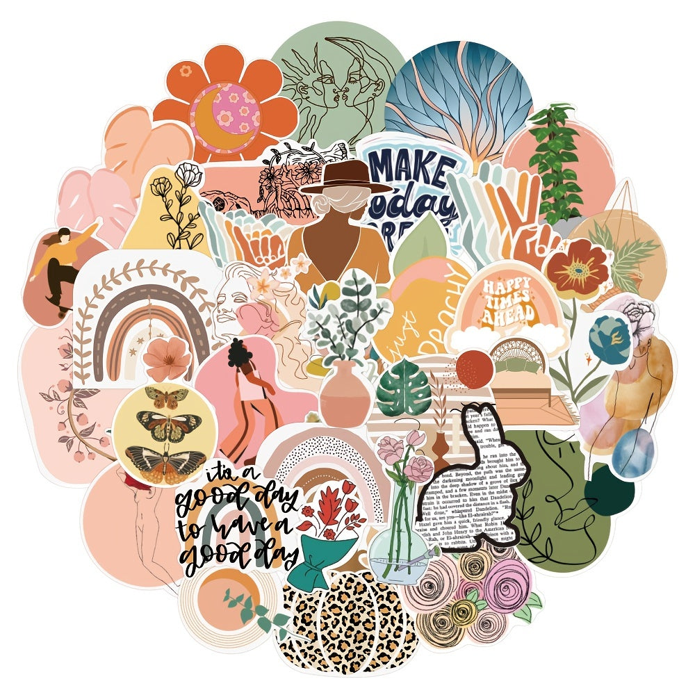 50pcs Vintage Art Painting Doodle Stickers Cartoon Decals