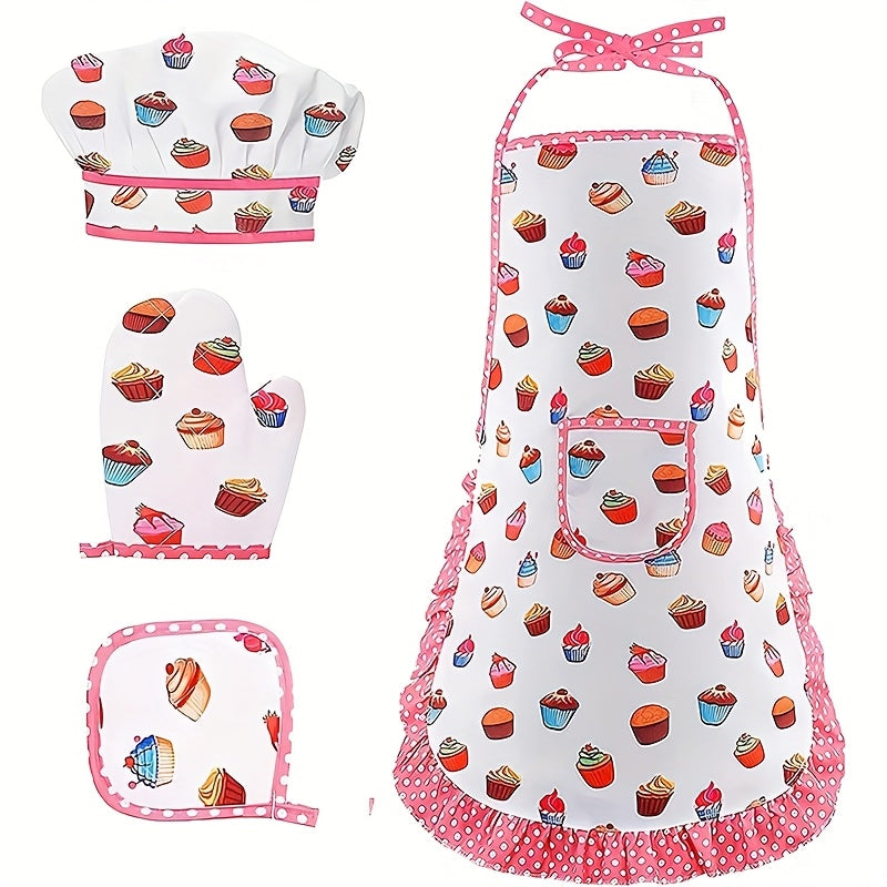 Kids Pretend Kitchen Toy Apron Baking Tool Set Mini Cake Apron