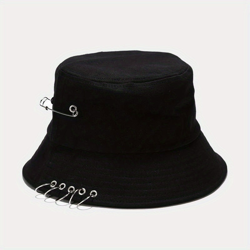 Hip Hop Couple Bucket Hat Unisex Ring Decor Sunscreen Basin Hat