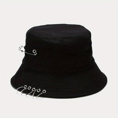 Hip Hop Couple Bucket Hat Unisex Ring Decor Sunscreen Basin Hat