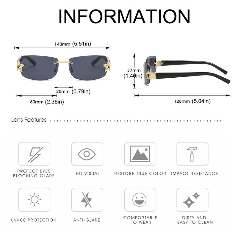 Punk Rimless Star Sunglasses Y2K Sun Glasses Women UV400
