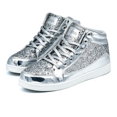 Men's High Top Sequin Casual Sneakers For Parties & Discos