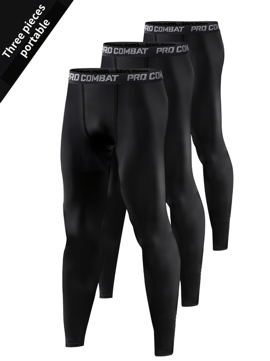 3pcs Cooling Men's Base Layer Tights for Fitness Performance