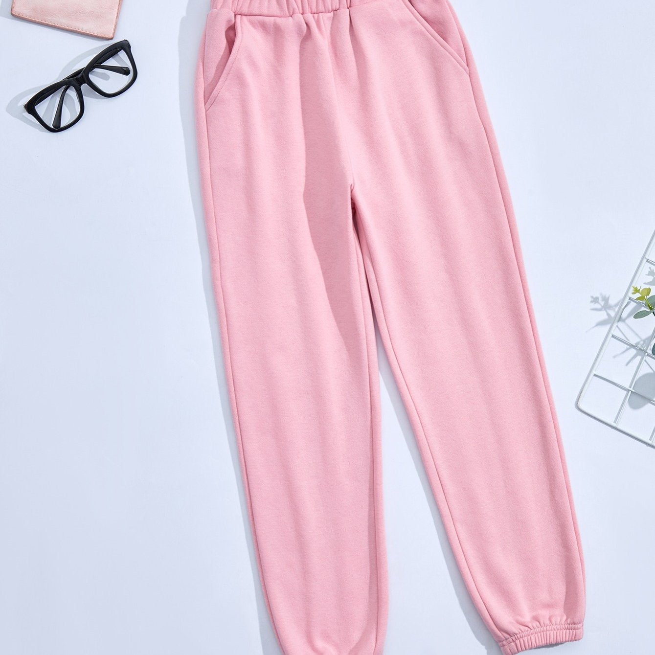 Girls Thermal Lined Fleece Elastic Waist Sweatpants