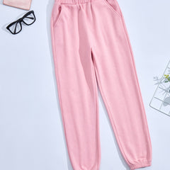 Girls Thermal Lined Fleece Elastic Waist Sweatpants