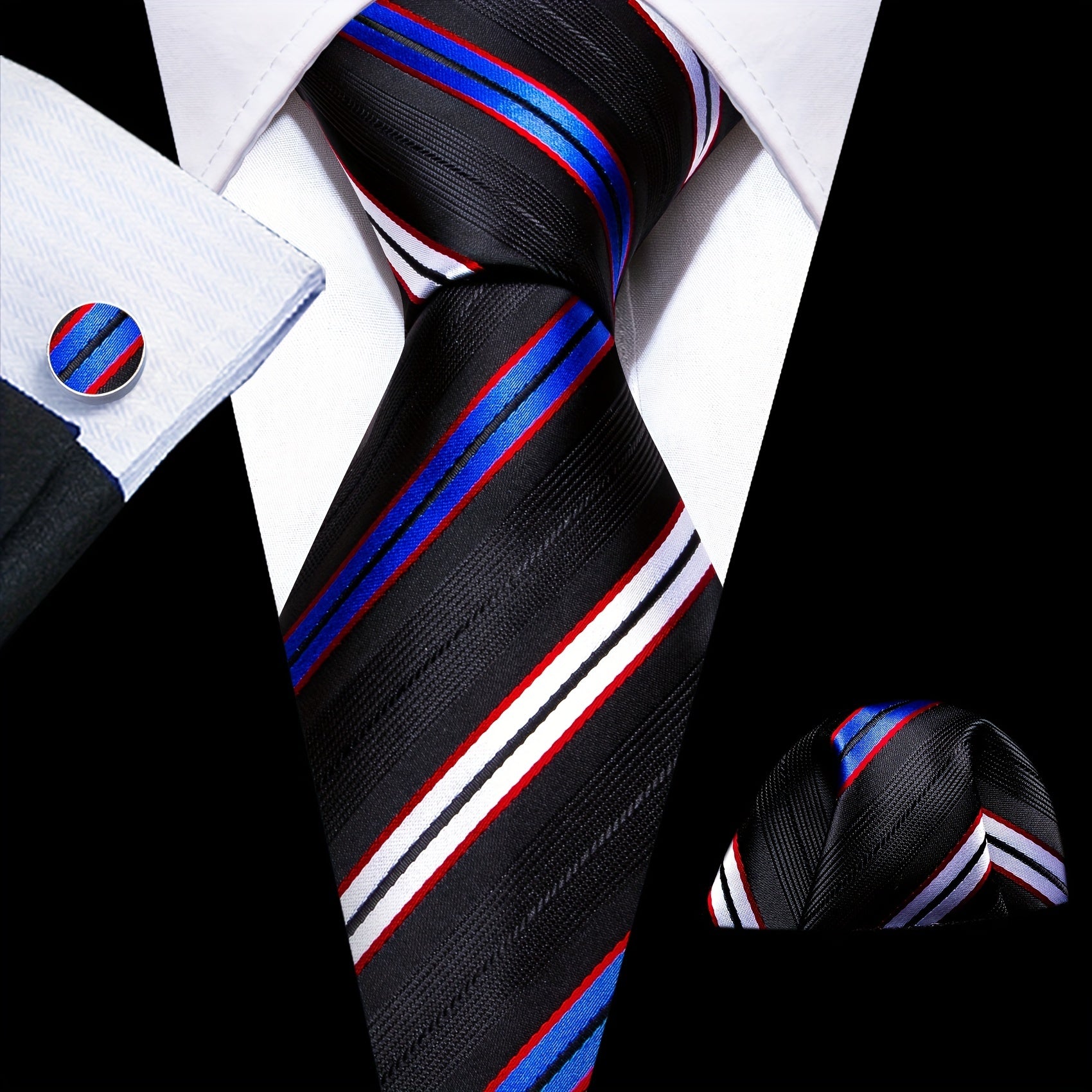 Men's Diagonal Striped Jacquard Tie Set