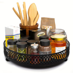 Lazy Susan Organizer Kitchen Rotating Spice Rack Double Handles