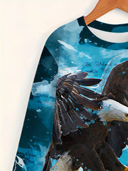 Eagle 3D Print Men's Long Sleeve Graphic T-Shirt Casual Comfy Tees