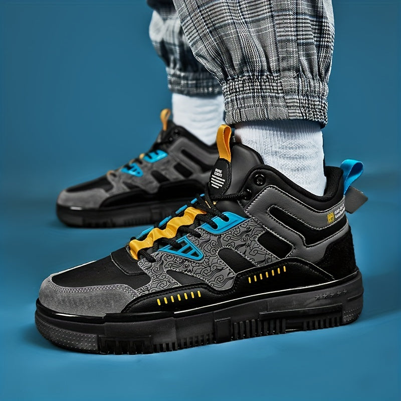 Men's Cloud Print Lace-up Sneakers for Outdoor Comfort