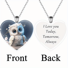1pc Zinc Alloy Owl Pendant Crystal Necklace Men Women Party Accessory