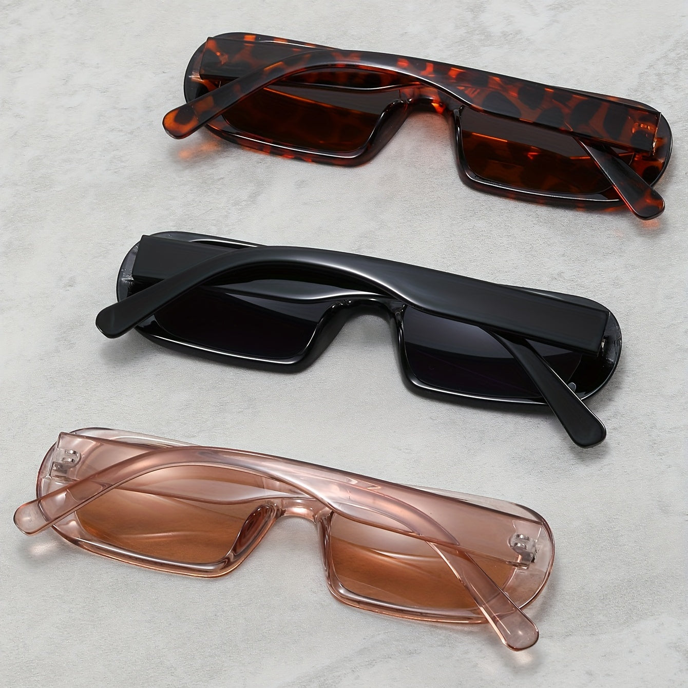 3 Pairs Vintage Square Frame Sunglasses Unisex Sports Driving Fishing Glasses