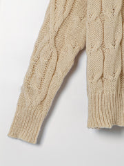  Solid Cable Long Sleeve Sweater