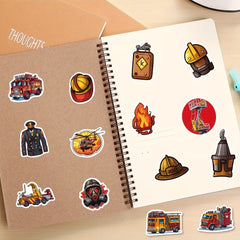 61pcs Firefighter Hero Stickers Fire Prevention Week Fire Safety Themed