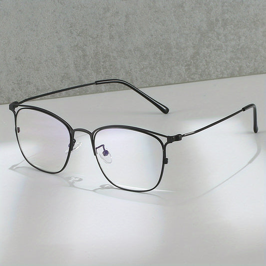 Square Anti Glasses For Women Men Lightweight Metal Frame Clear Lens Glasses