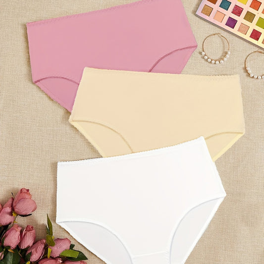 3 Pack Plus Size Panties Set Women's Solid Comfort Underwear