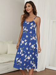 Floral Print Backless Nightdress