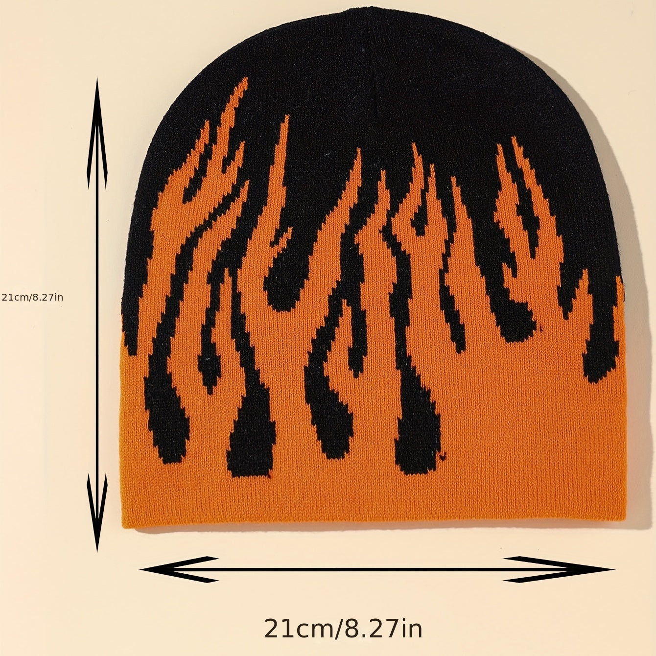 Y2K Flame Jacquard Hip Hop Knit Beanie Hat