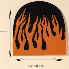 Y2K Flame Jacquard Hip Hop Knit Beanie Hat