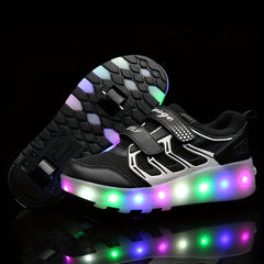 Girl's LED Light Up Roller Shoes Comfy Detachable Wheel Skate Sneakers