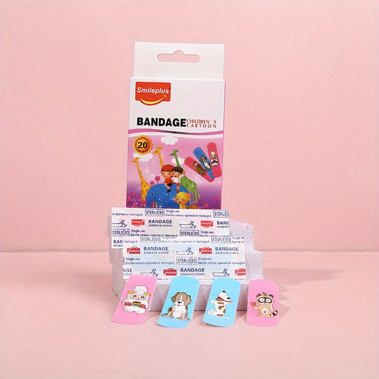 20pcs Animal Waterproof Bandages for Kids Breathable First Aid Stickers