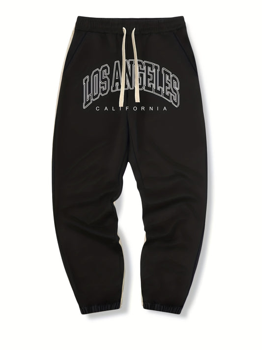 LA Print Drawstring Sweatpants Casual Loose Fit Joggers for Men