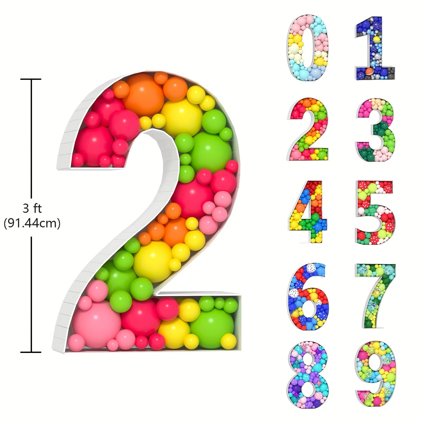 Mosaic Balloon Frame Number 0-9 Marquee Foam Board Backdrop