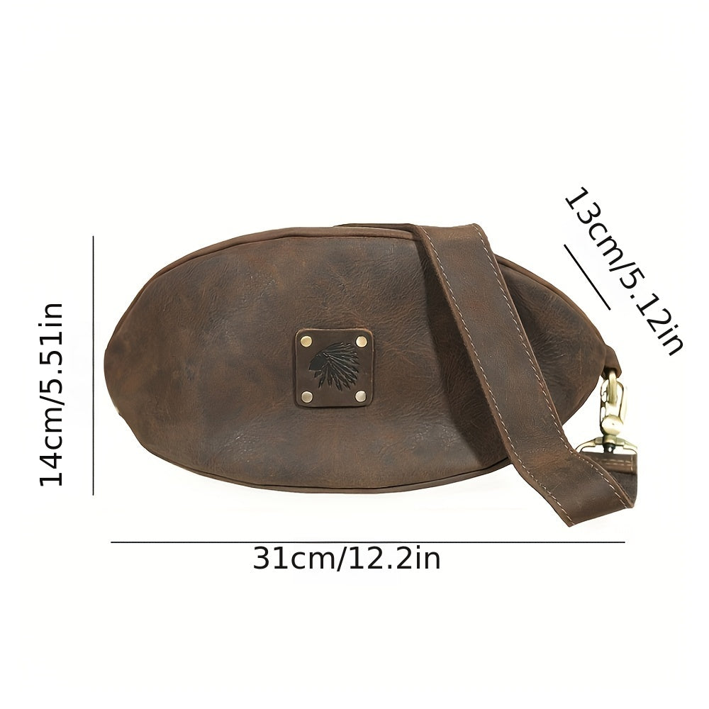 Cowhide Rugby Bag Men's Retro Crossbody Small Bag Leather Shoulder Bag