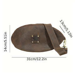 Cowhide Rugby Bag Men's Retro Crossbody Small Bag Leather Shoulder Bag