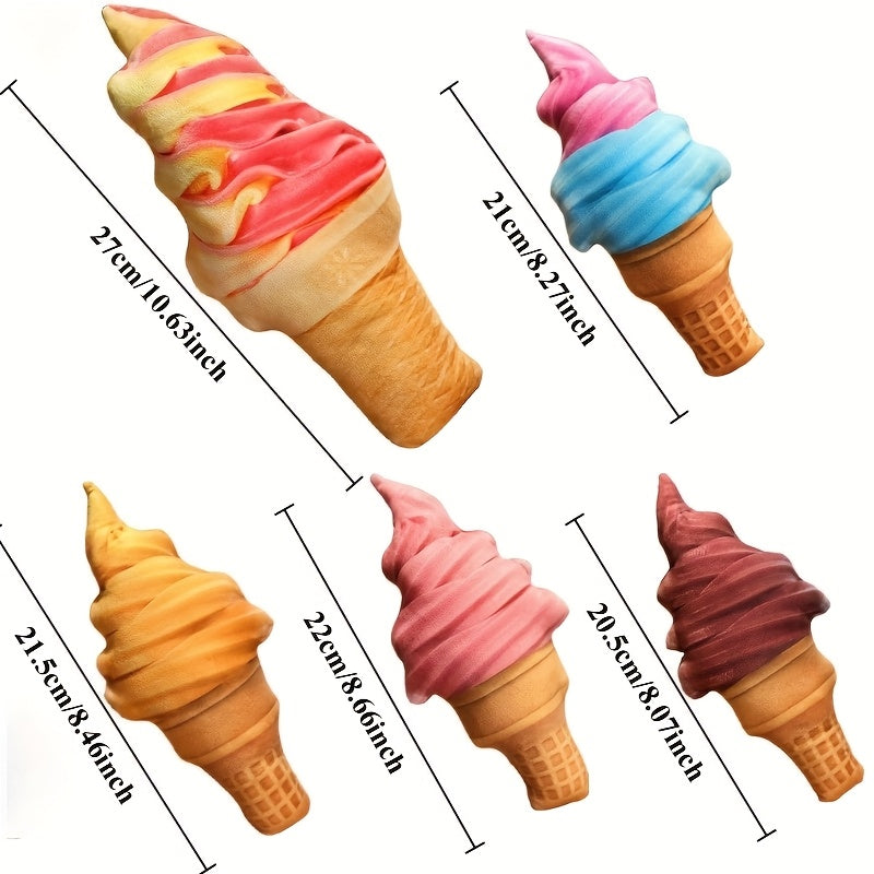 Set of 5 Cartoon Ice Cream Cone Plush Dolls - Realistic Toy for Kids