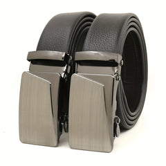 Automatic Slider Gunmetal Buckle Business Casual Belt for Men
