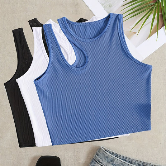 3 Pack Ribbed Crop Tank Tops Sleeveless Summer Top