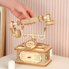 Vintage Rotary Phone 3D Wooden Puzzle DIY Craft Kit Retro Desk Model Gift