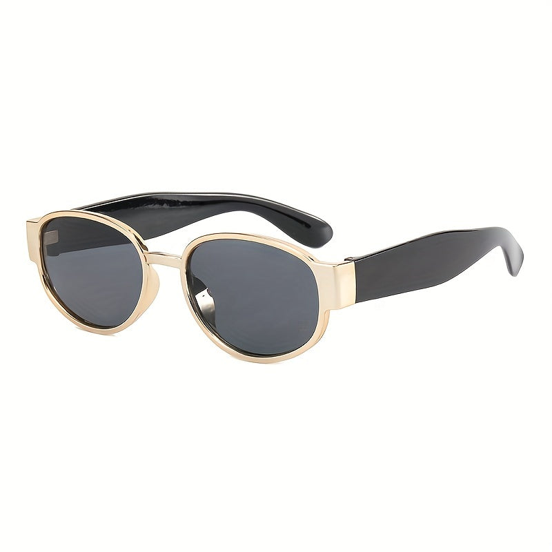 Y2K Oval Frame Sunglasses Tinted Lens Gothic Hip Hop Style Glasses