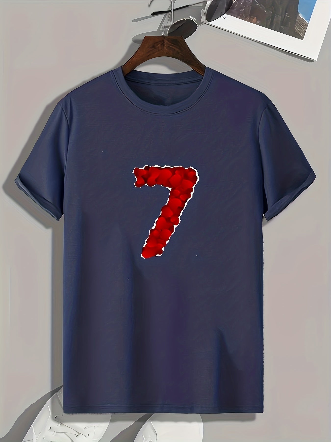 Men's Slim Fit Number 7 Print T-shirt for Summer Holiday