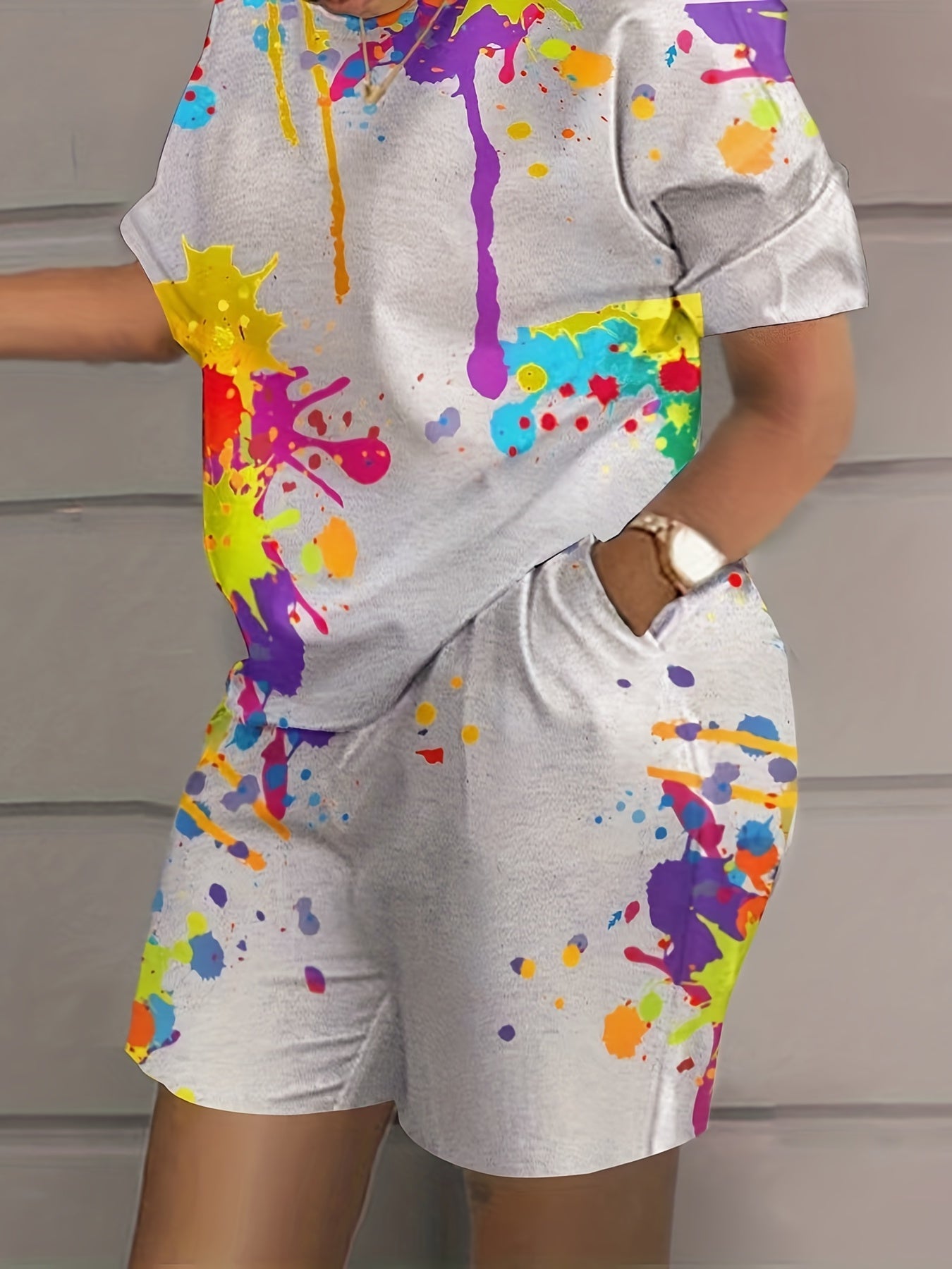 Casual 2-Piece Set: T-shirt & Workout Shorts for Women